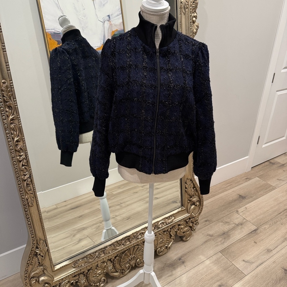 Marled Midnight Blue Bomber Jacket